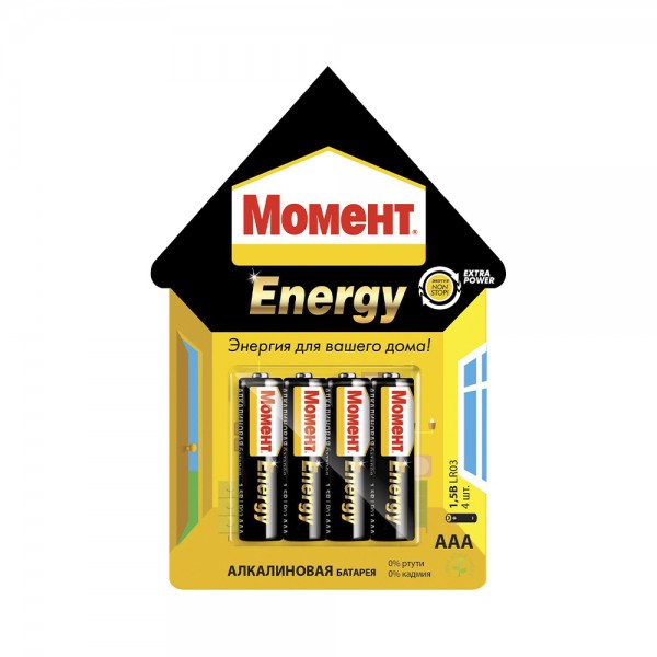 Батарейка МОМЕНТ Energy AAA щелочная 4 шт.