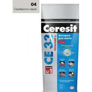 Затирка CERESIT "Super СE 33" 04 для плиточных швов, серебристо-серый 2 кг