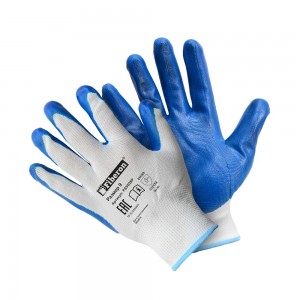 Перчатки ХБ с полиэстером с нитриловым покрытием 