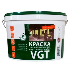 Краска VGT моющаяся для наружных и внутренних работ белоснежная 3 кг