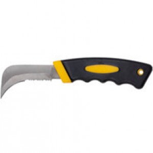 нож для напольных покрытий, нержавеющая сталь прорезиненная черно-желтая ручка, код 9006011