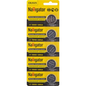 Элемент питания Navigator 94764 NBT-CR2025-BP5 (уп.2500/100/5)