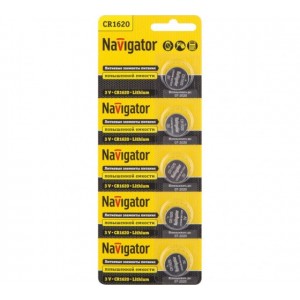 Элемент питания Navigator 94780 NBT-CR1620-BP5 (уп,2500/100/5)