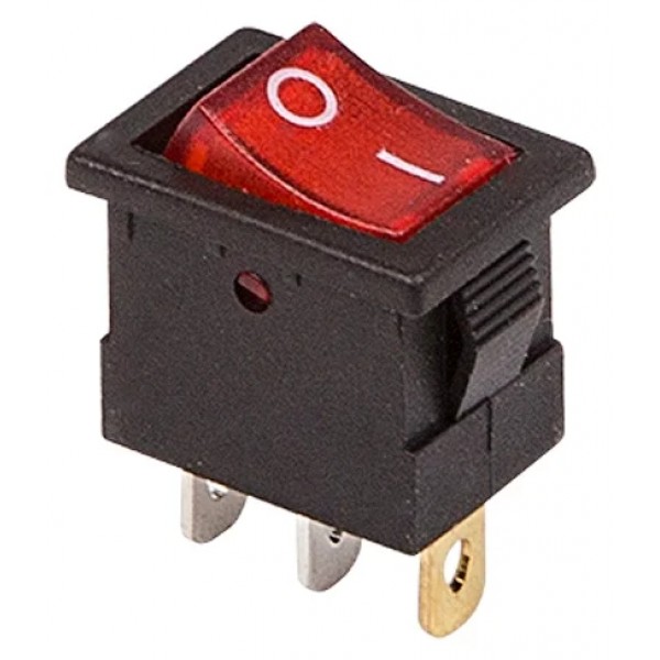 выключатель клавишный 12V 15А(3с) ON-OFF красный с подсветкой Mini REXANT