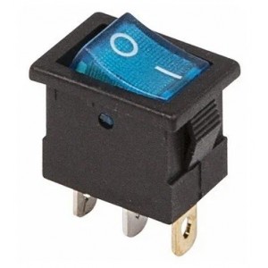 выключатель клавишный 12V 15А(3с) ON-OFF синий с подсветкой Mini REXANT
