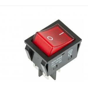 шт REXANT арт. 36-2343, выключатель клавишный 250 v 25 а (4с) on-off красный с подсветкой rexant