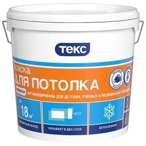 Краска интерьерная ТЕКС Универсал гладкая для потолков глубокоматовая белая 3 кг