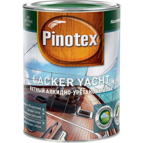 Лак яхтный Pinotex Lacker Yacht прозрачный глянцевый 1 л