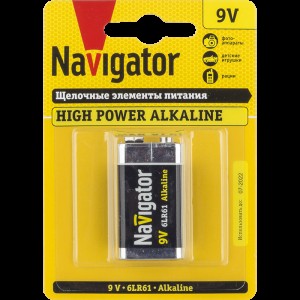 Батарейка NAVIGATOR HIGH POWER 6LR61 щелочная 1 шт.
