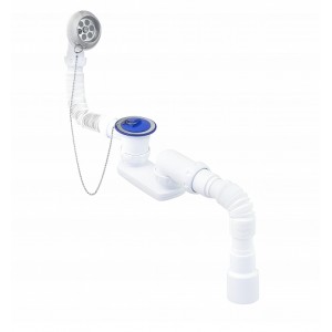 Сифон UNICORN S12 для ванны регулируемый плоский с универсальной гибкой трубой 40х40/50 400 мм