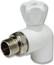 Белый кран шаровой для радиатора угловой ф20-1/2 Imperial 40-903